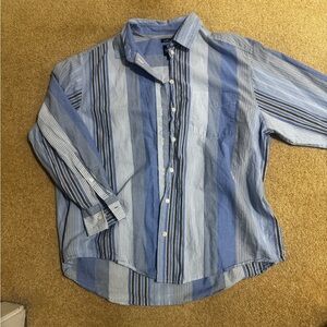 Striped Blue Button-Up Shirt GAP